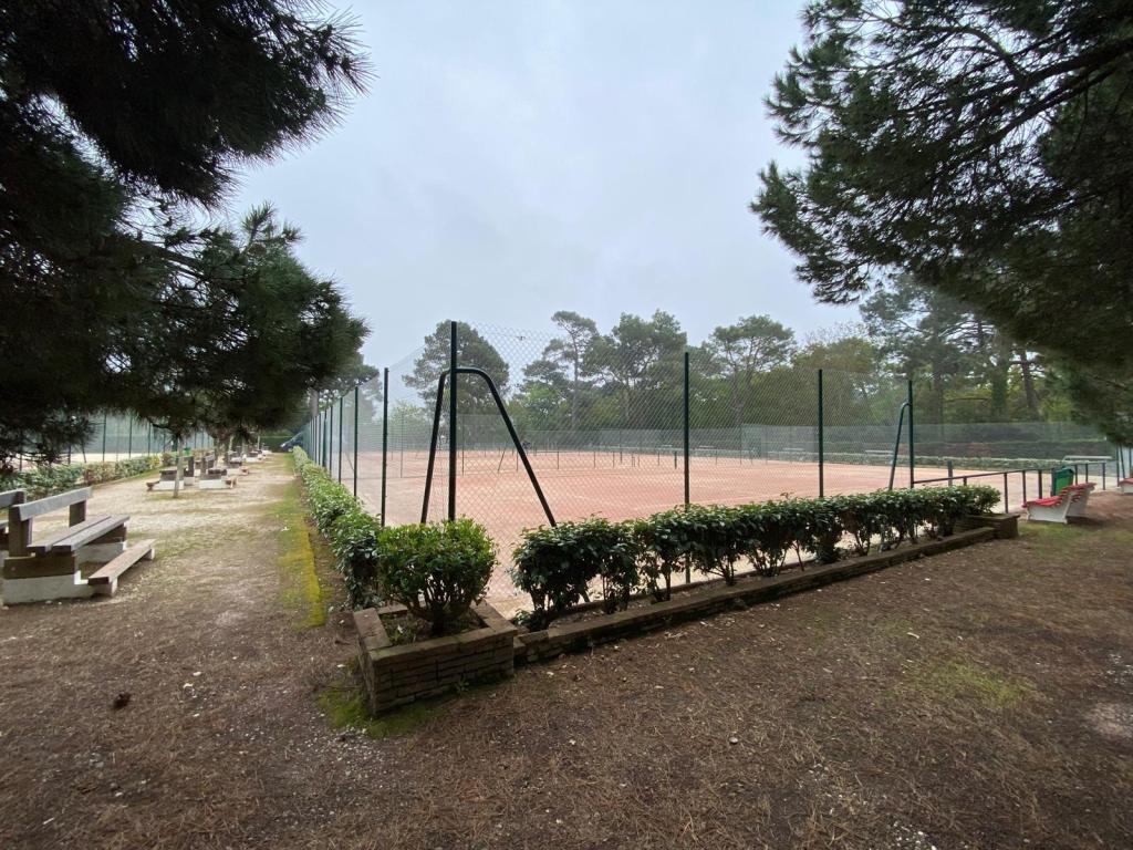 Clôture de tennis rénovée et posée par ADN-SOL, conforme aux normes FFT et NF P90-110, pour garantir sécurité et durabilité.